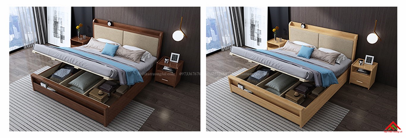 Giường ngủ đẹp có hộc tủ chứa đồ đa năng GN8801 1