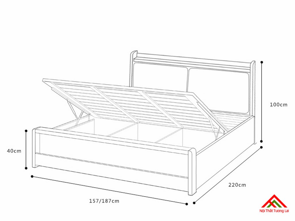 Giường ngủ đẹp có hộc tủ chứa đồ đa năng GN8801 2