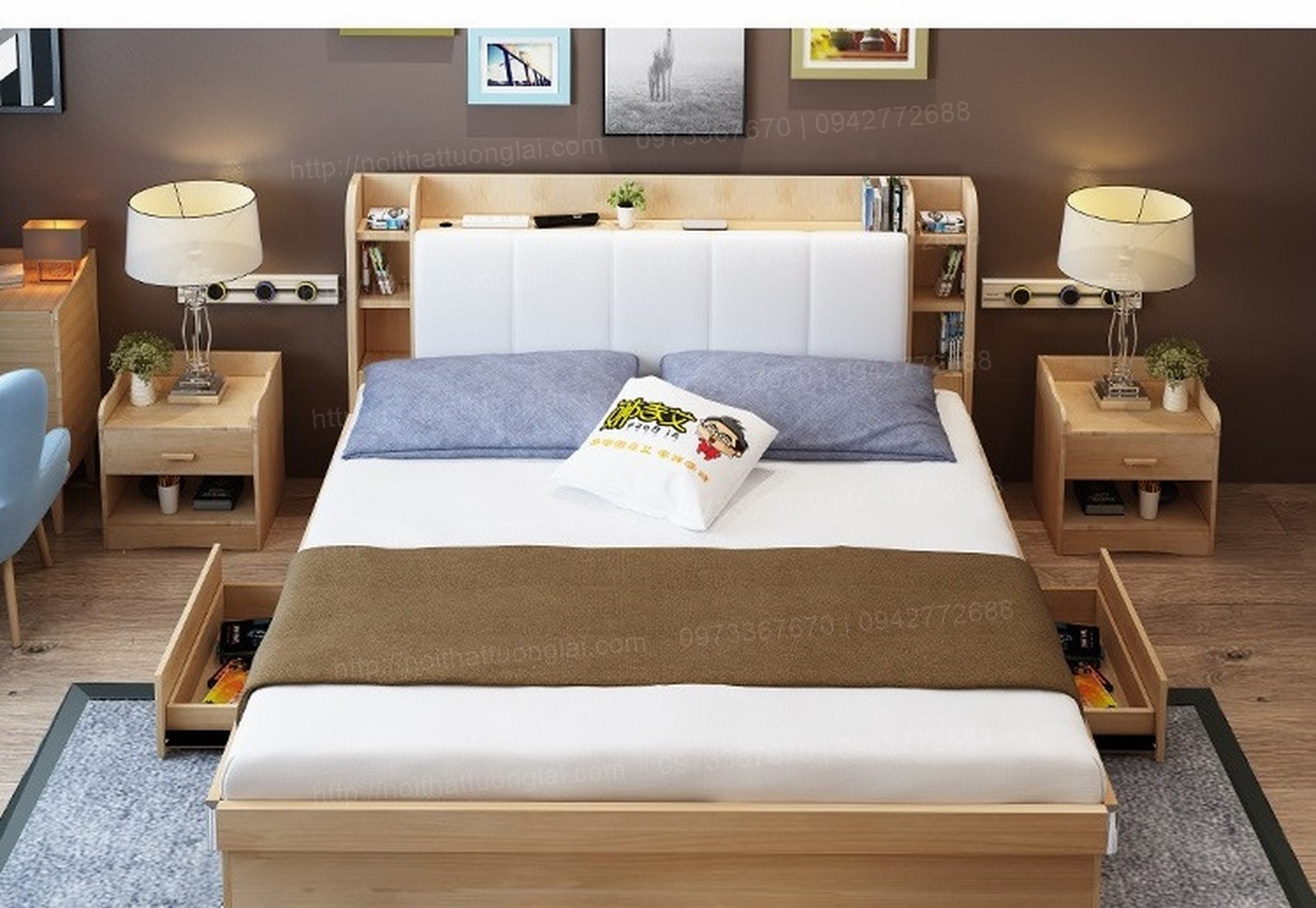 Giường ngủ đẹp hiện đại 8 chức năng GN6804