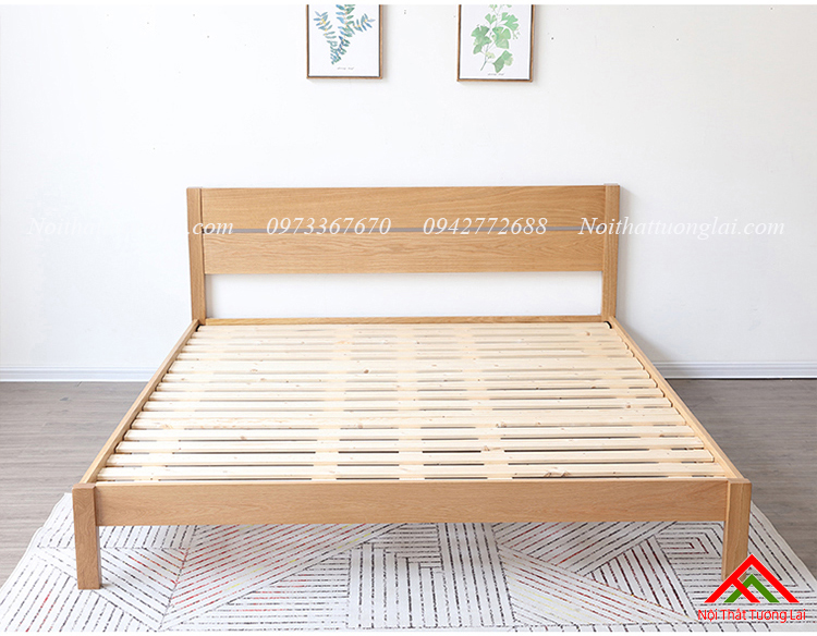 Giường ngủ gỗ sồi chân cao GN6810 2