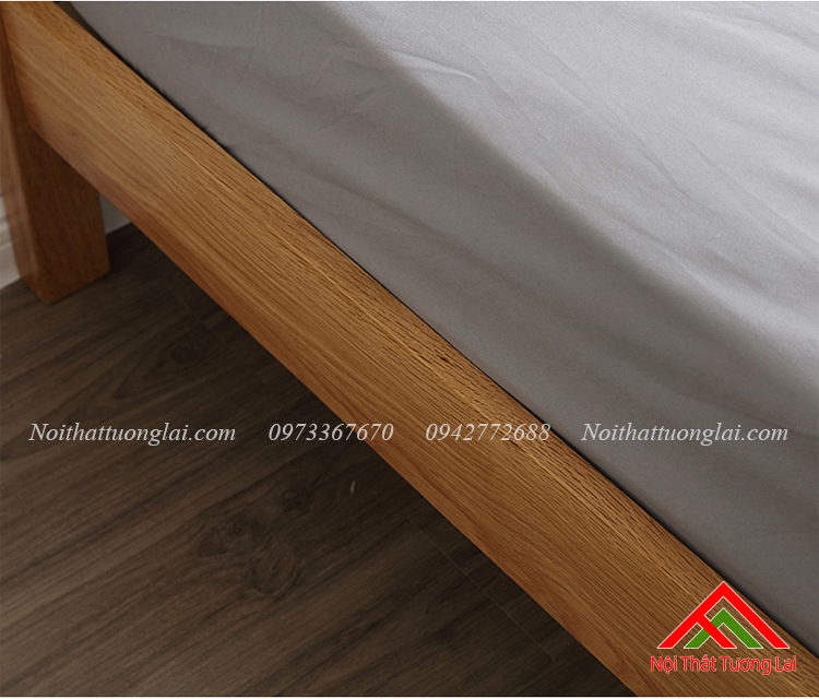 Giường ngủ gỗ sồi chân cao GN6810 4