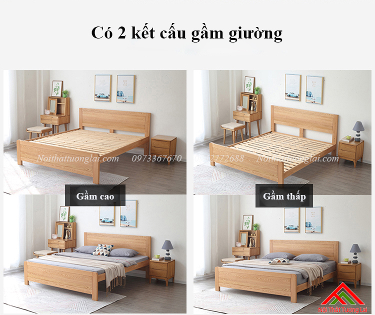 Giường ngủ gỗ sồi GN6811 11