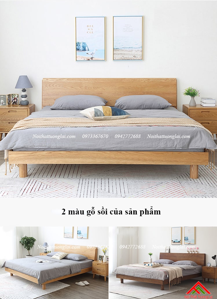 Giường ngủ gỗ sồi phong cách hiện đại GN6813