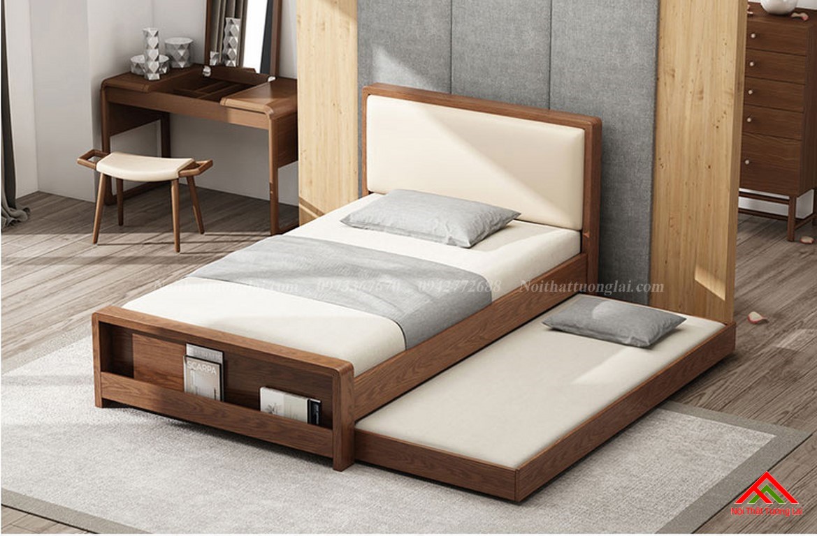 Giường ngủ gỗ tự nhiên có thêm giường phụ GN6823 12