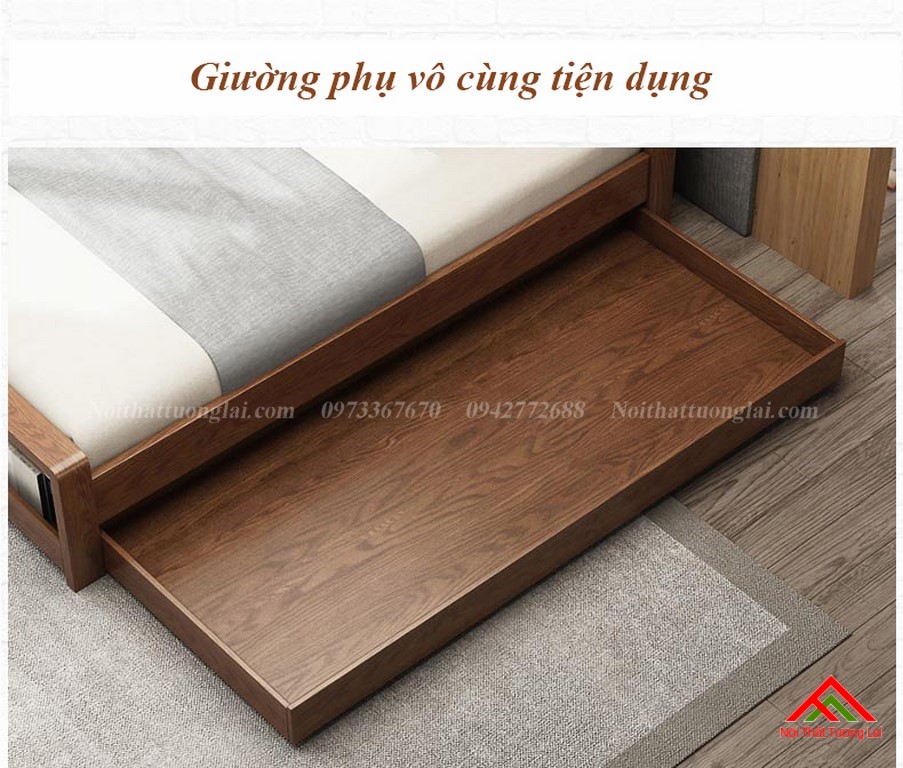Giường ngủ gỗ tự nhiên có thêm giường phụ GN6823 7