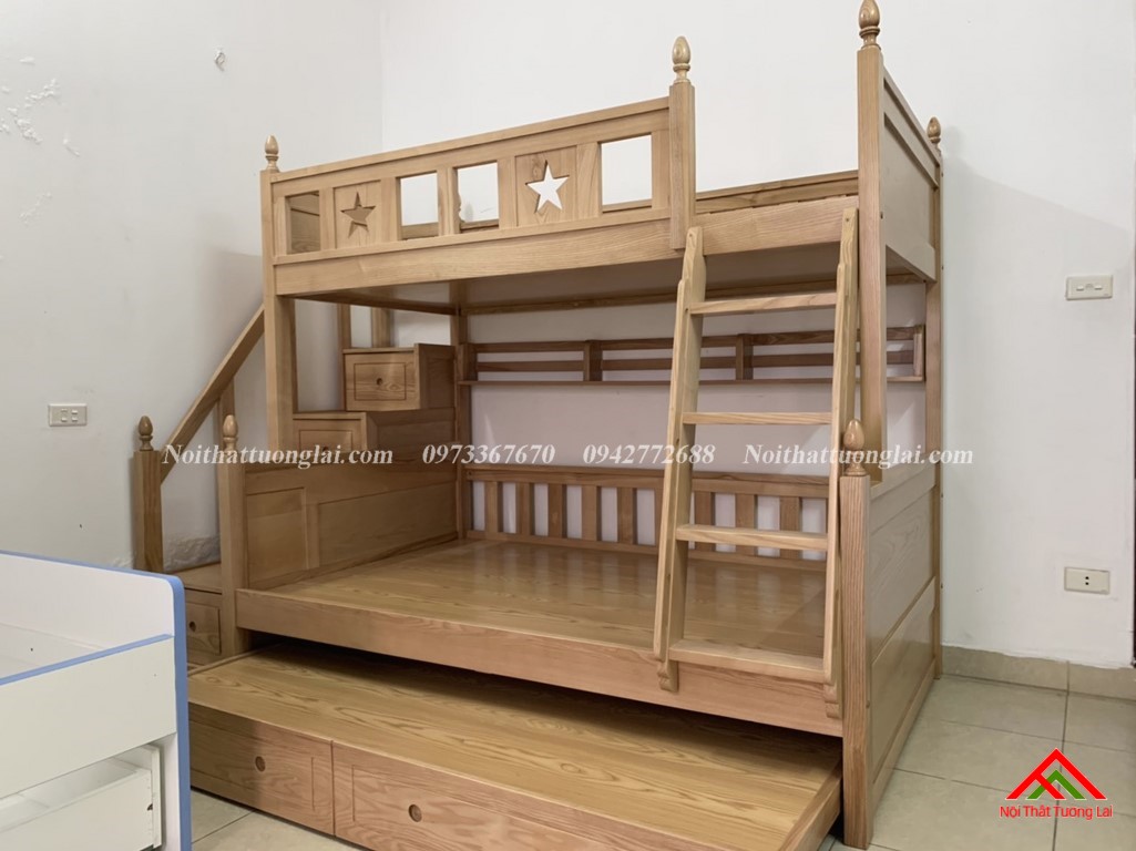 Hình ảnh thực tế giường tầng gỗ tự nhiên GT6820 5