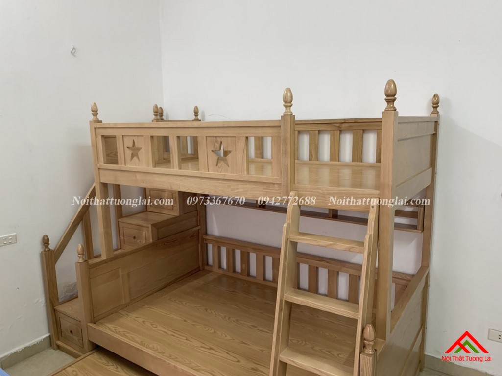 Hình ảnh thực tế giường tầng gỗ tự nhiên GT6820 2