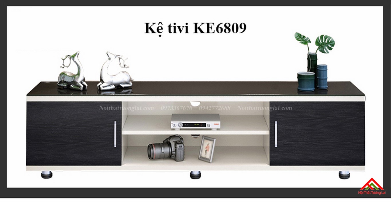 Kệ tivi gỗ công nghiệp KE6809 kết hợp mặt kính 1