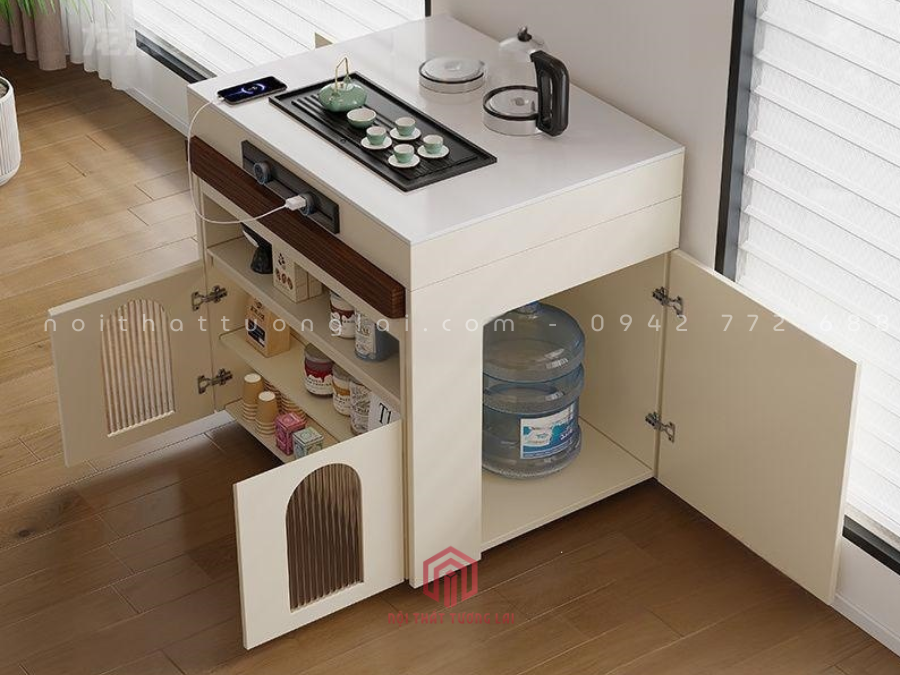 Bàn ăn gấp gọn tích hợp tủ lưu trữ và ổ cắm điện BA6811