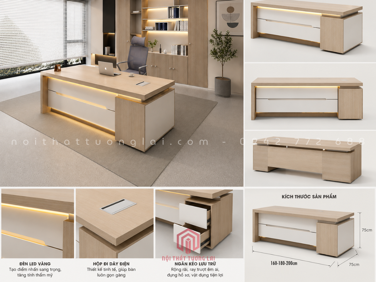 Mẫu bàn giám đốc hiện đại gỗ công nghiệp BGD6810