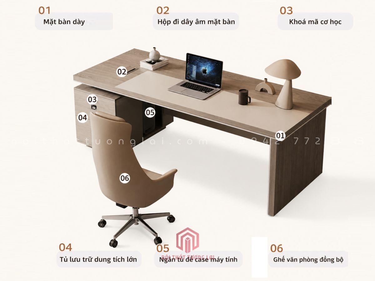 Mẫu bàn giám đốc hiện đại gỗ công nghiệp cao cấp 2026 BGD6811