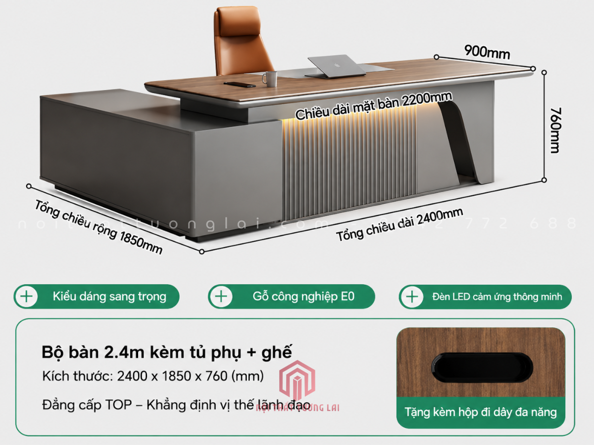 Bàn giám đốc chữ L đơn giản hiện đại mẫu mới 20206 BGD6813