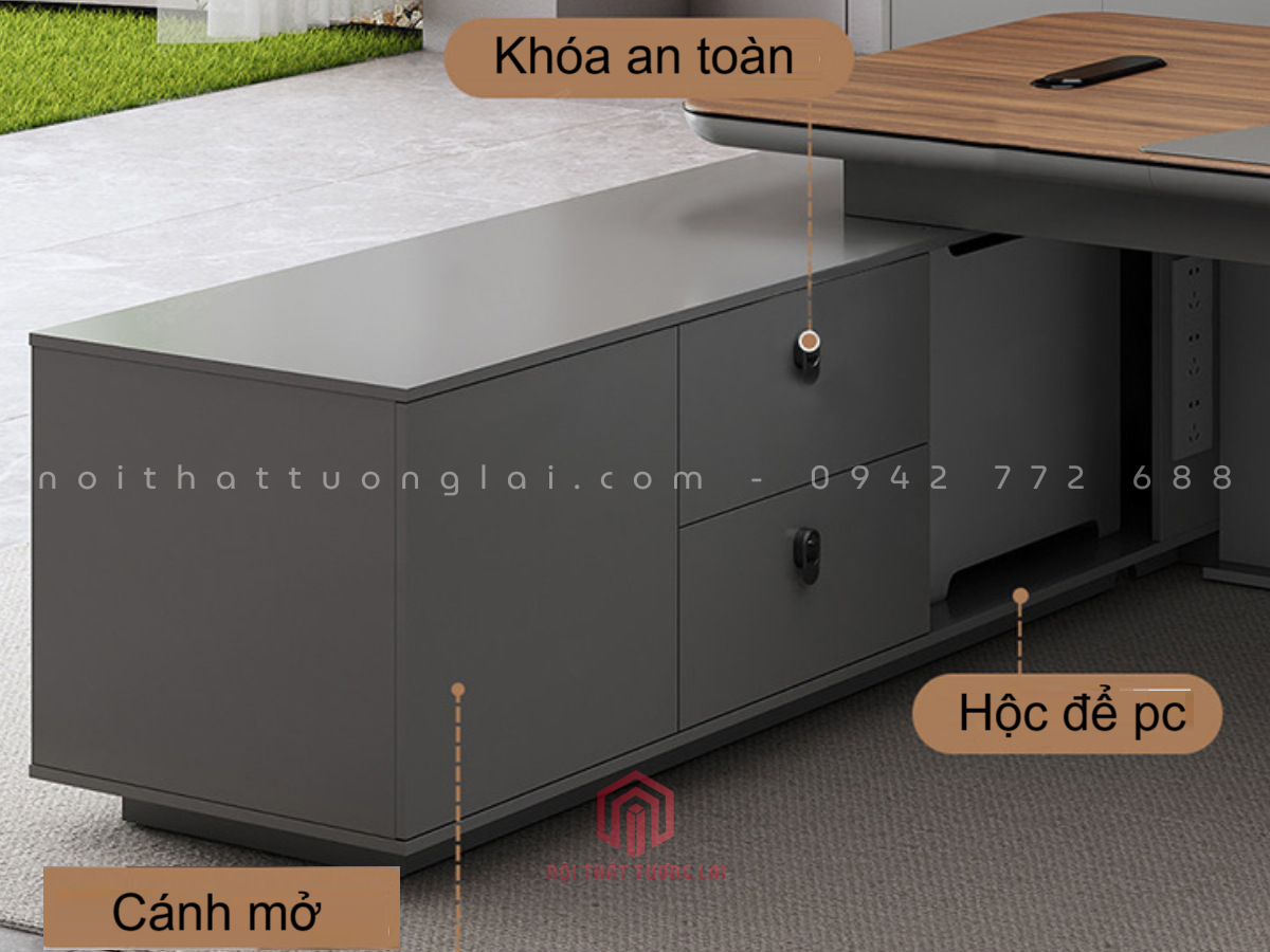 Bàn giám đốc chữ L đơn giản hiện đại mẫu mới 20206 BGD6813