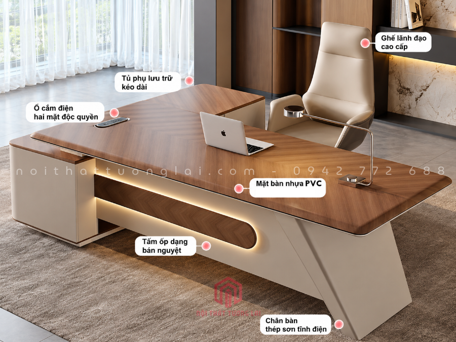 Bàn làm việc giám đốc phong cách hiện đại, cao cấp BGD6824