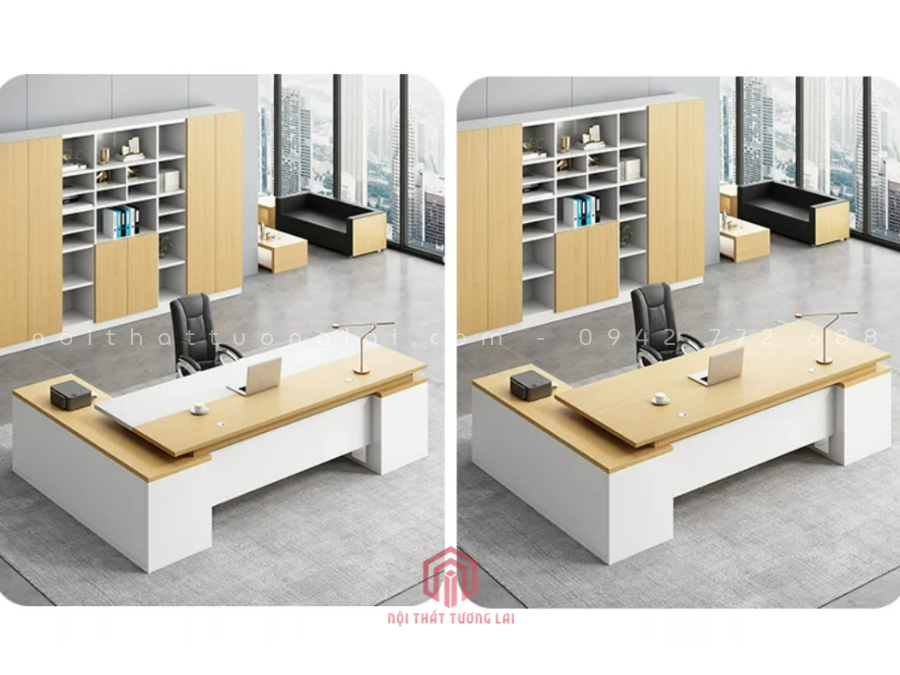 Bàn giám đốc chữ L hiện đại gỗ công nghiệp MDF BGD6826
