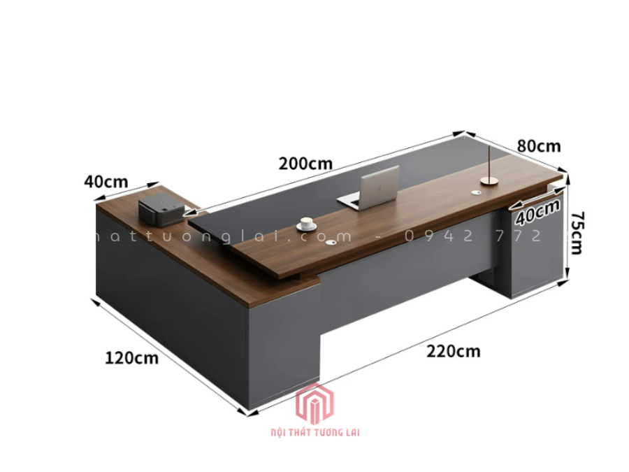 Bàn giám đốc chữ L hiện đại gỗ công nghiệp MDF BGD6826