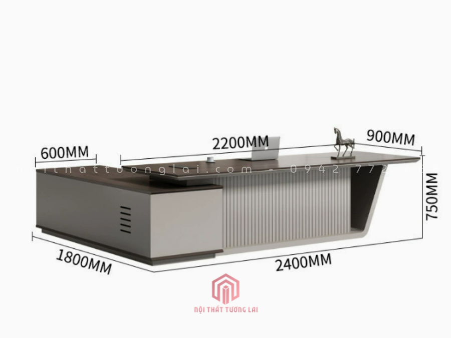 Mẫu bàn giám đốc chữ L hiện đại gỗ công nghiệp BGD6827