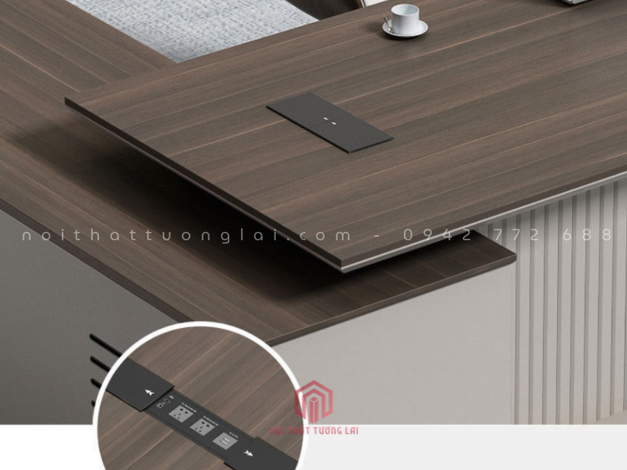 Mẫu bàn giám đốc chữ L hiện đại gỗ công nghiệp BGD6827