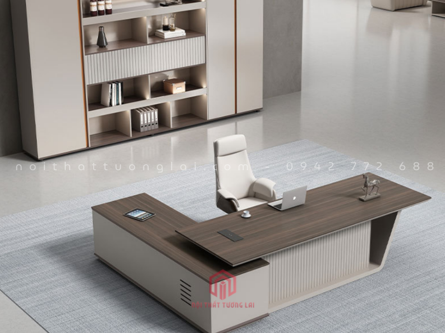 Mẫu bàn giám đốc chữ L hiện đại gỗ công nghiệp BGD6827