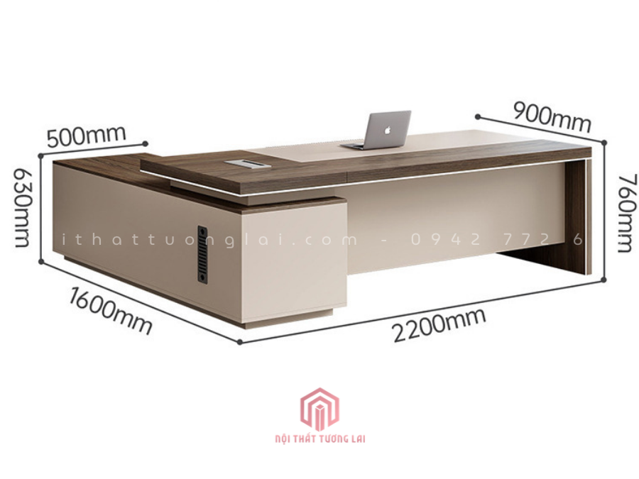 Bàn làm việc giám đốc chữ L thiết kế hiện đại BGD6828