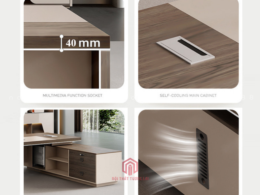 Bàn làm việc giám đốc chữ L thiết kế hiện đại BGD6828