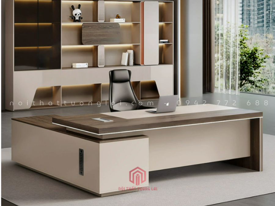 Bàn làm việc giám đốc chữ L thiết kế hiện đại BGD6828