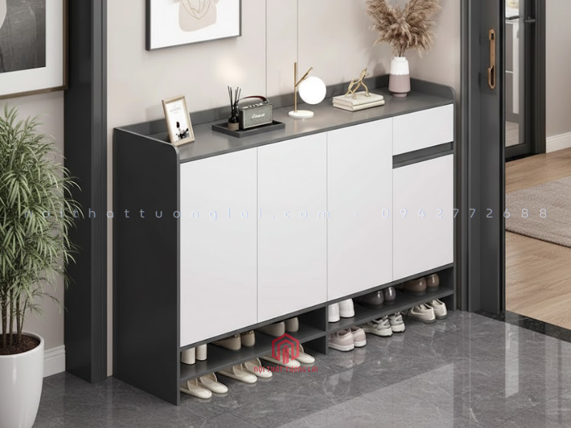 Tủ giày 4 cánh TG6842 gỗ mdf lõi xanh phủ melamin