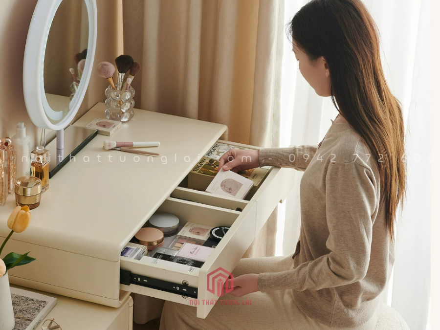 Bàn phấn trang điểm chân gỗ sồi cao cấp BP6823