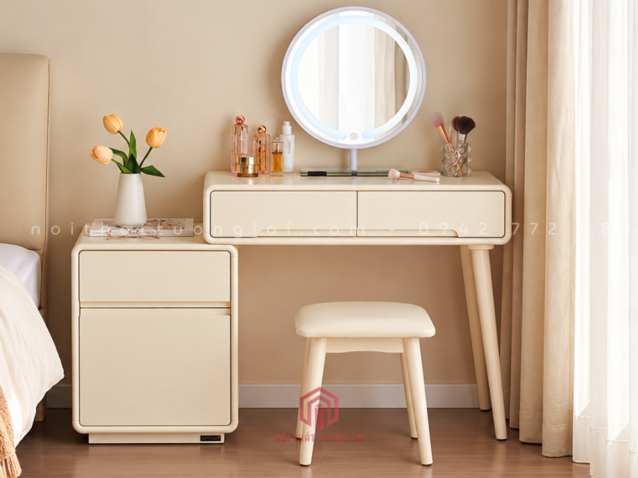 Bàn phấn trang điểm chân gỗ sồi cao cấp BP6823