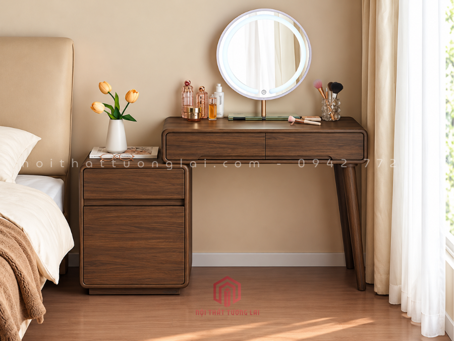 Bàn phấn trang điểm chân gỗ sồi cao cấp BP6823
