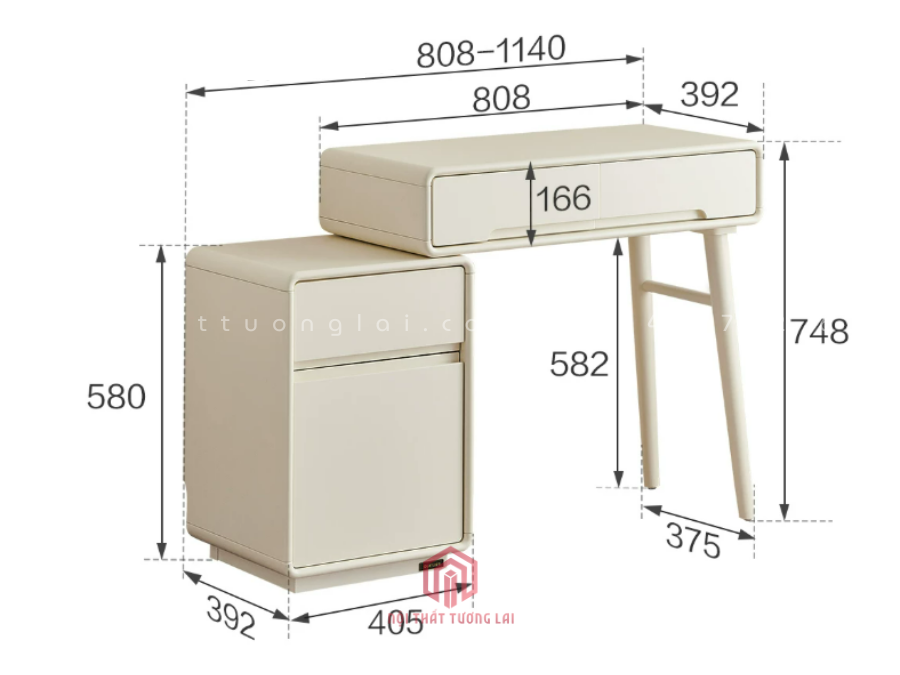 Bàn phấn trang điểm chân gỗ sồi cao cấp BP6823