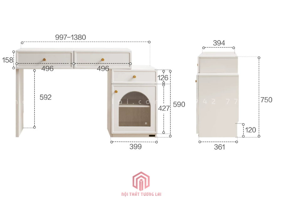 Bàn Trang Điểm, Bàn Makeup phong cách bắc âu BP6825