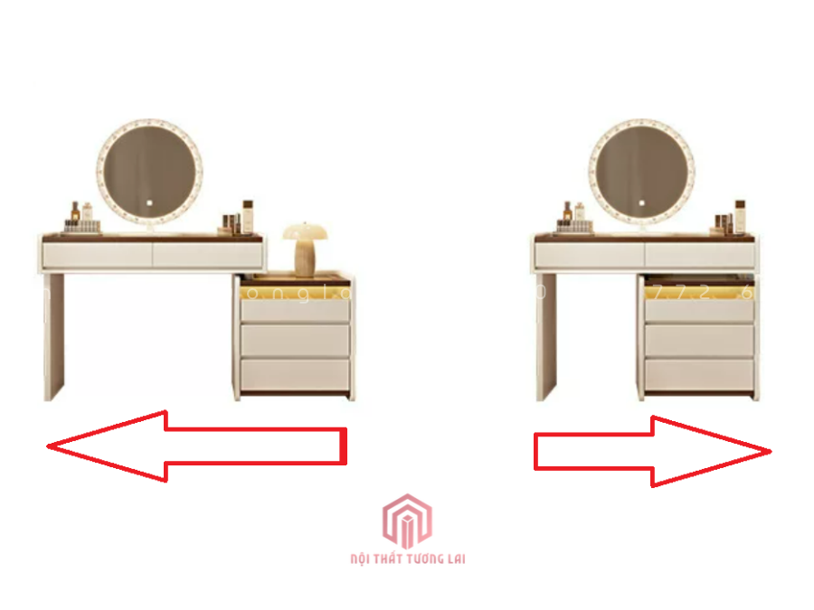 Bàn trang với ngăn kéo và tủ đựng đồ, phong cách tối giản hiện đại BP6829