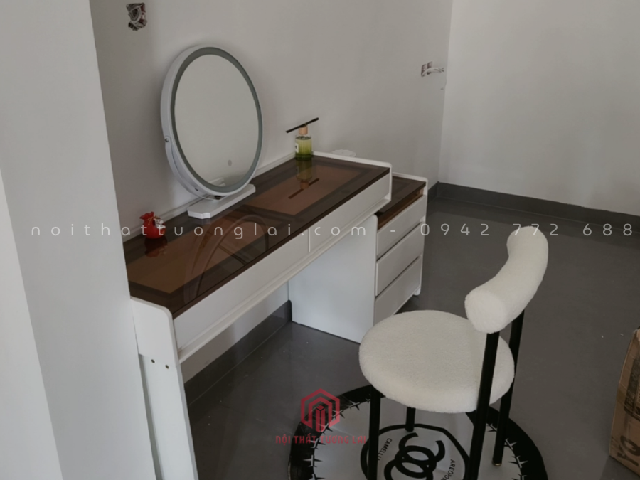 Bàn trang với ngăn kéo và tủ đựng đồ, phong cách tối giản hiện đại BP6829