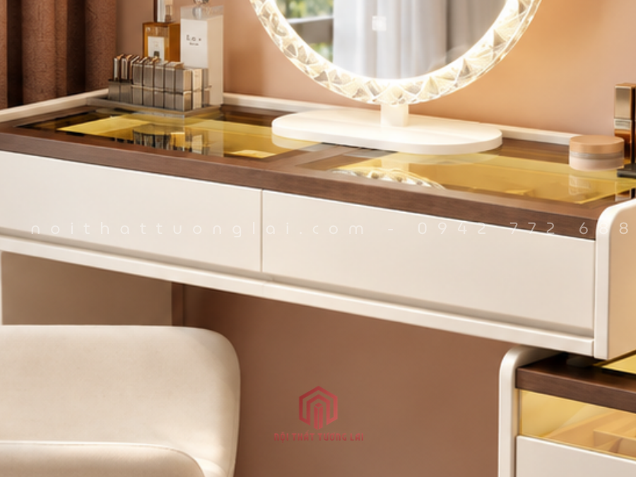 Bàn trang với ngăn kéo và tủ đựng đồ, phong cách tối giản hiện đại BP6829