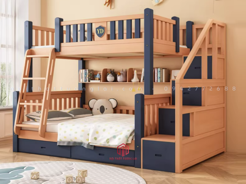Giường tầng trẻ em gỗ tự nhiên mẫu mới 2026 gt6830