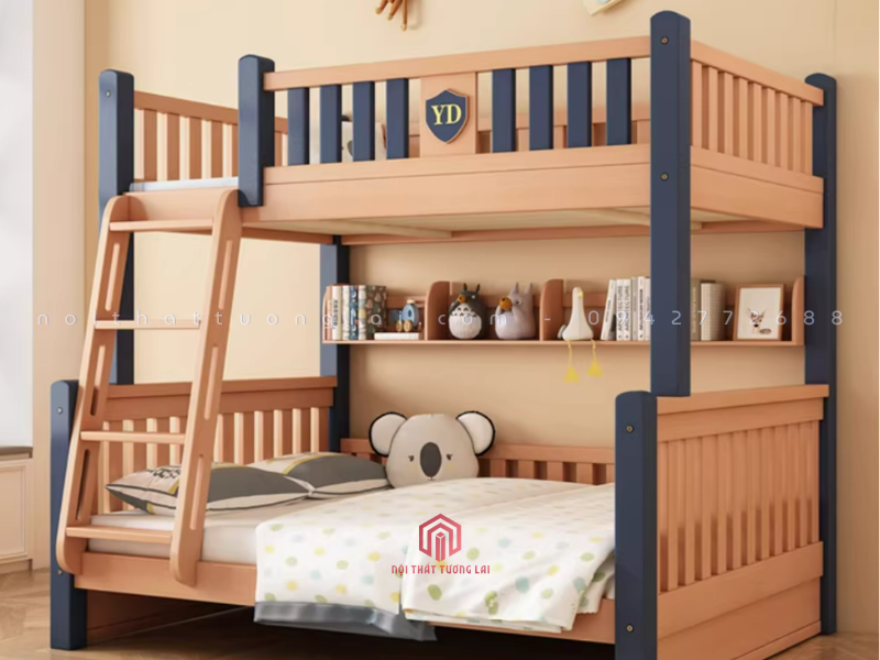 Giường tầng trẻ em gỗ tự nhiên đa năng 2026 – an toàn, tiện ích, tối ưu không gian