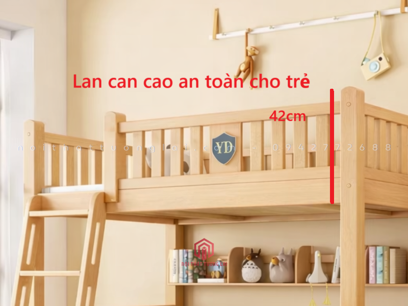 giường tầng trẻ em màu trắng gỗ tự nhiên đẹp