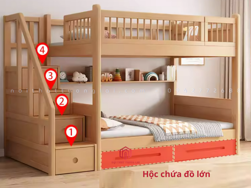 Giường tầng trẻ em Hà Nội gỗ sồi Nga bền đẹp GT6832