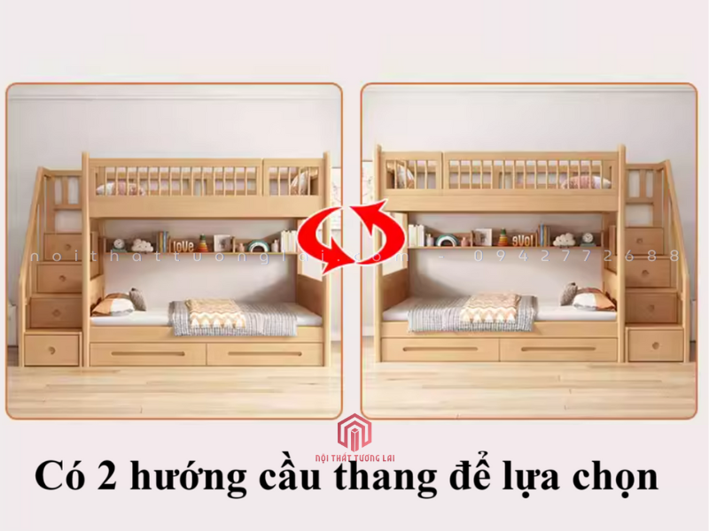 Giường tầng trẻ em Hà Nội gỗ sồi Nga bền đẹp GT6832