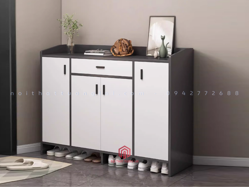 Tủ giày màu ghi đậm cánh trắng nhiều kích thước TG6828