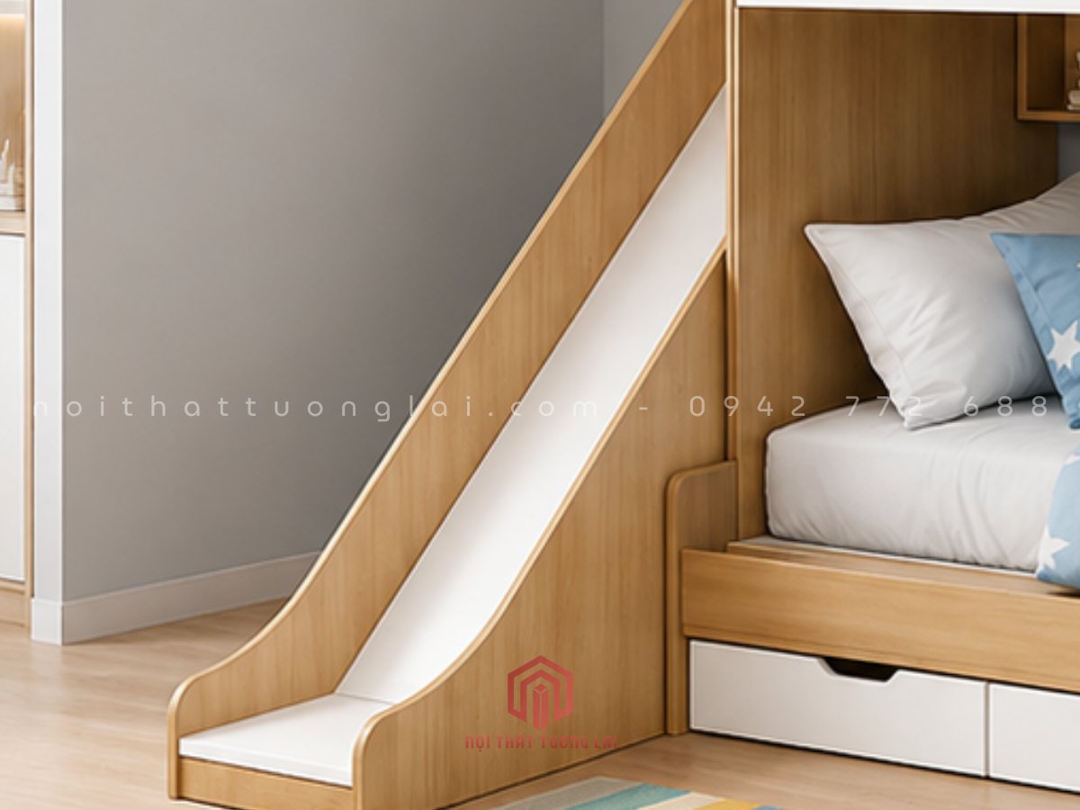 Giường 2 tầng có cầu trượt đẹp độc đáo cho bé GT6875
