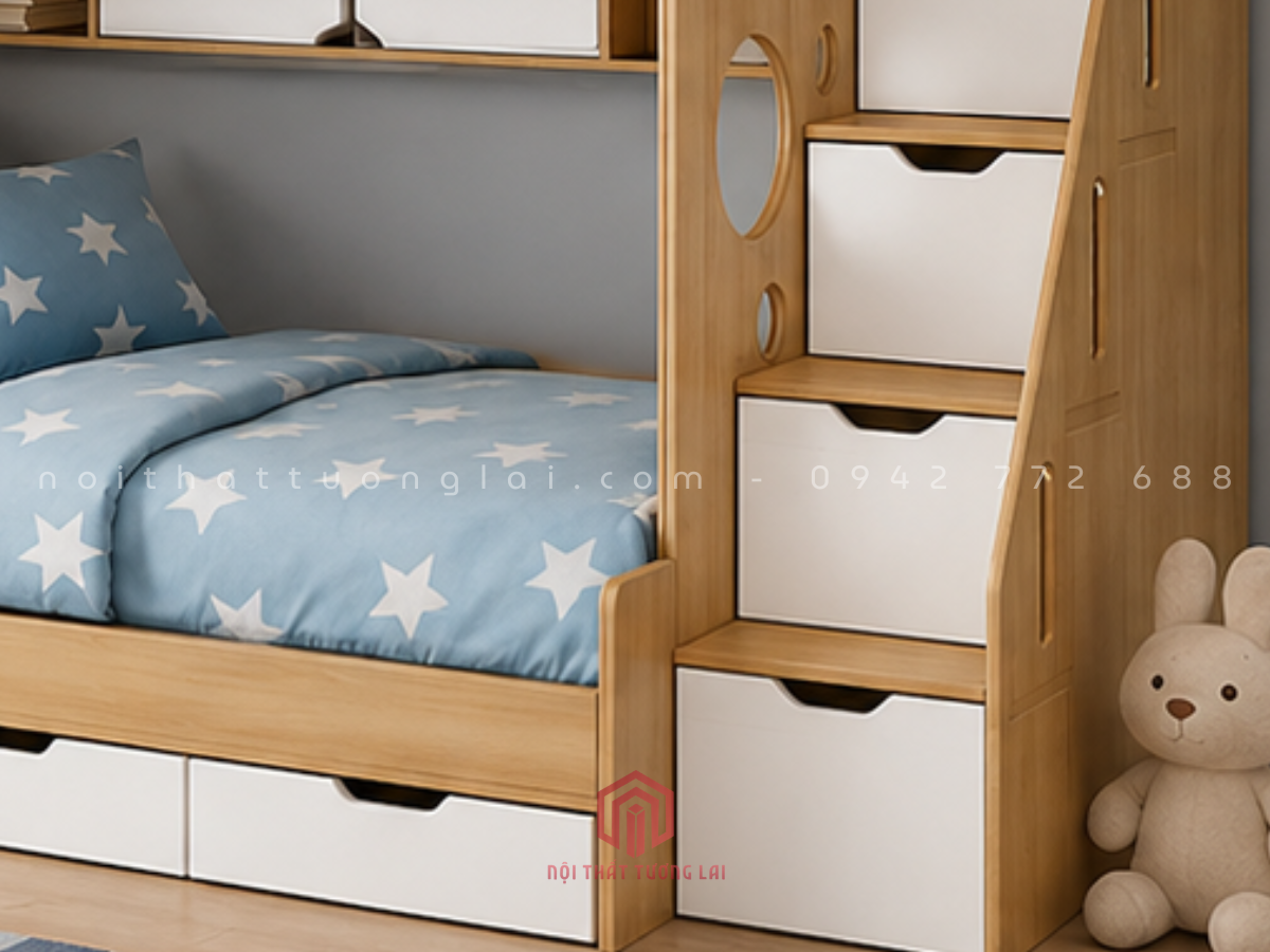 Giường 2 tầng có cầu trượt đẹp độc đáo cho bé GT6875