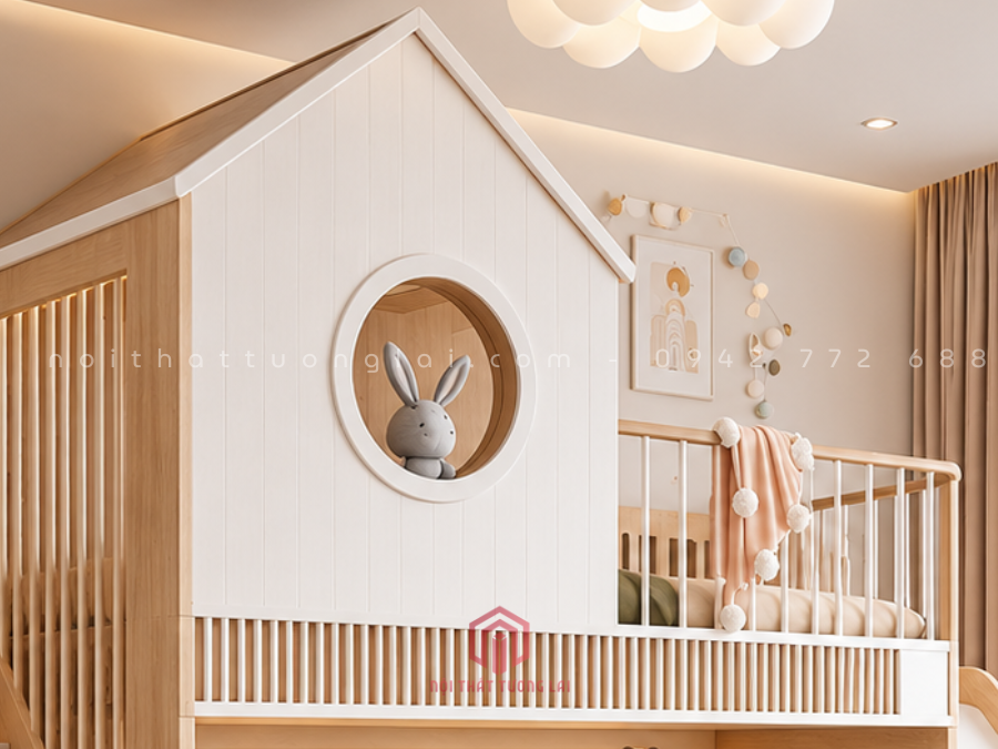 Giường tầng trẻ em có cầu trượt tiết kiệm diện tích GT6876