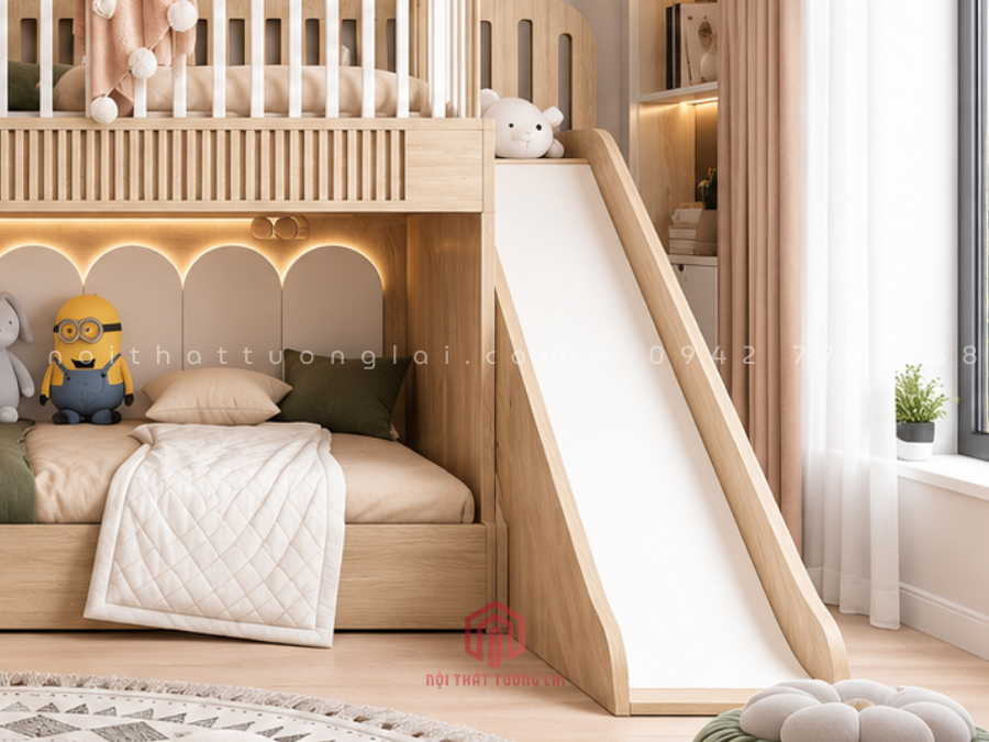 Giường tầng trẻ em có cầu trượt tiết kiệm tích GT6876