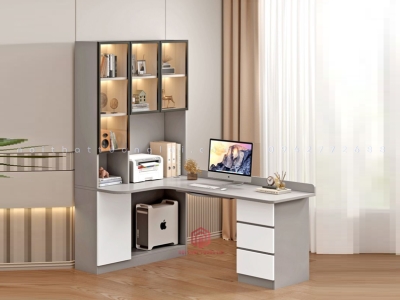 Bàn học đơn giá sách chữ L nhiều kích thước BH6873