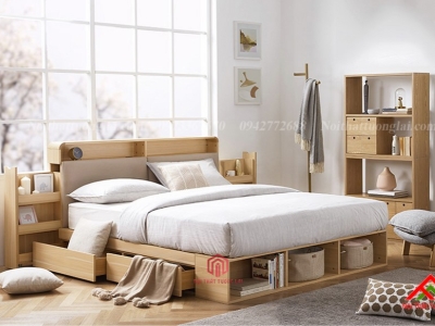 Giường ngủ hộp GN6822 với nhiều ngăn lưu trữ đồ đa dạng