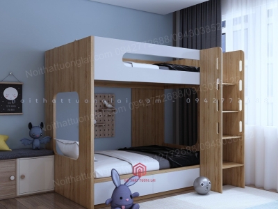 Giường tầng gỗ công nghiệp cho 2 bé đẹp - hiện đại GT6811