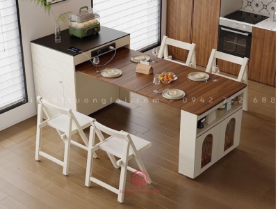 Bàn ăn gấp gọn tích hợp tủ lưu trữ và ổ cắm điện BA6811