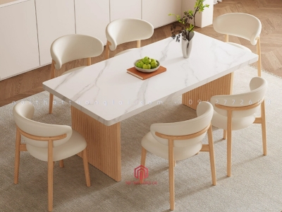 Bàn ăn  mẫu mới 2026 chất liệu gỗ tự nhiên kết hợp MDF BA6807